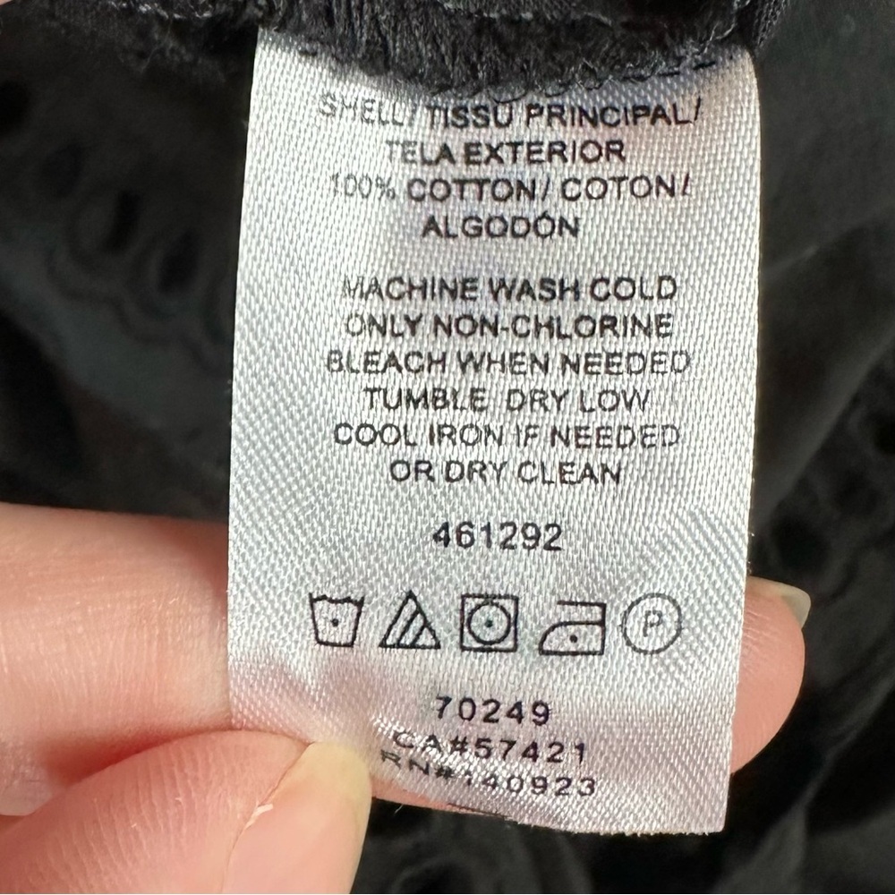 LOFT Black Ruffle Lace Hem Boxy Blouse NWT - Picture 5 of 5